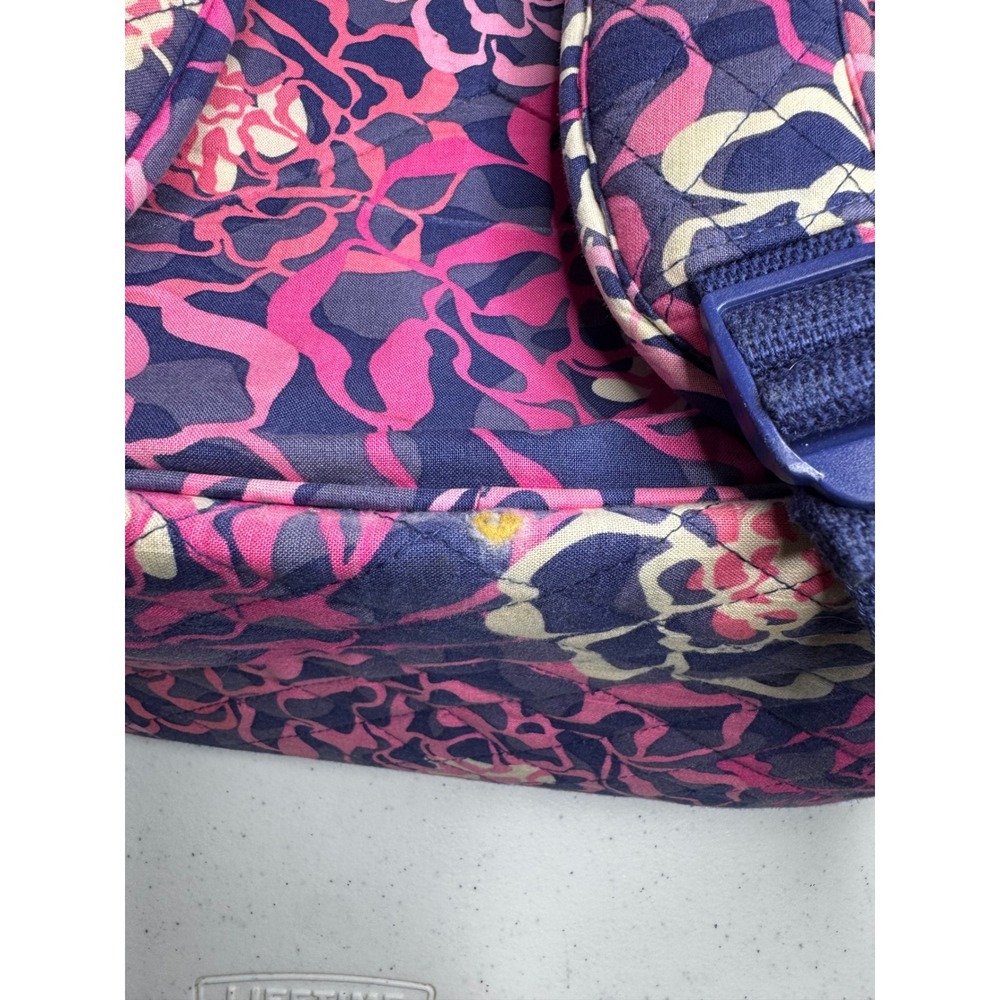 Vera Bradley Quilted Cotton Backpack Pink Navy Blue Floral School Travel Bag - Picture 6 of 16